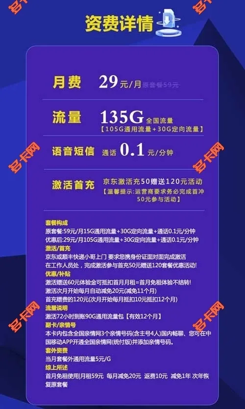 如何办理本地流量卡套餐,移动29元135G大暑卡【选归属】