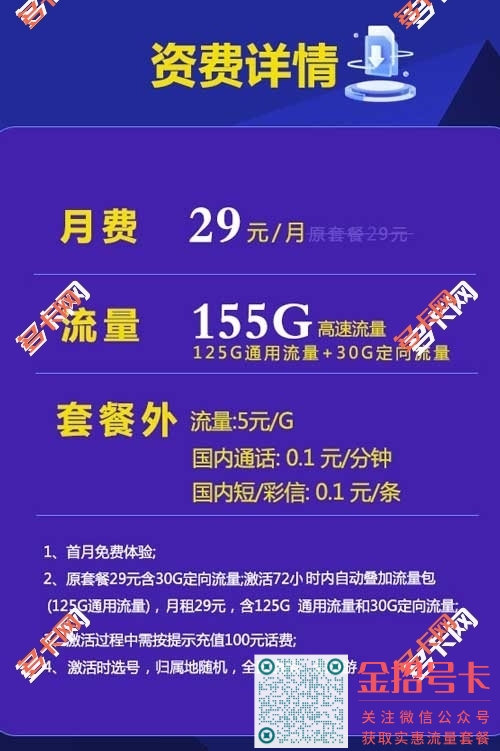 长期用流量应该办什么卡?电信小烧烤卡29元155G(20年套餐)
