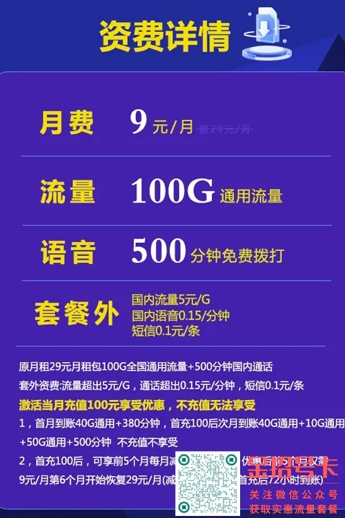 什么卡流量多又便宜不限速，联通9元100G+500分钟沧尊卡