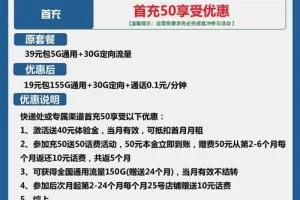 电信平安卡19元包155G通用+30G定向套餐介绍